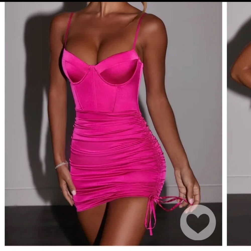 Oh Polly pink cinched satin dress
